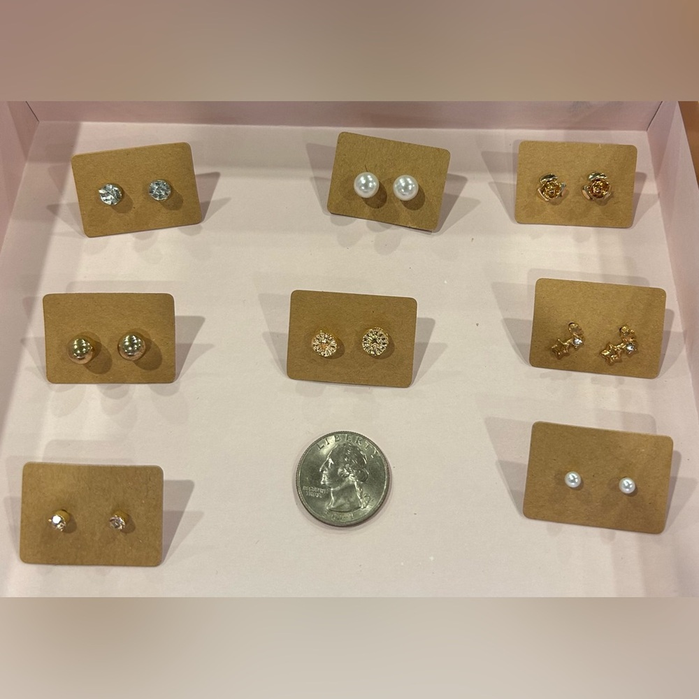 Elegant Gold Stud Earrings Set 4